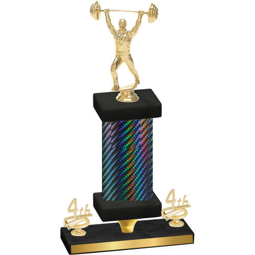 Premium Single Black Carbon Fiber Fourth Place Weights Trophy