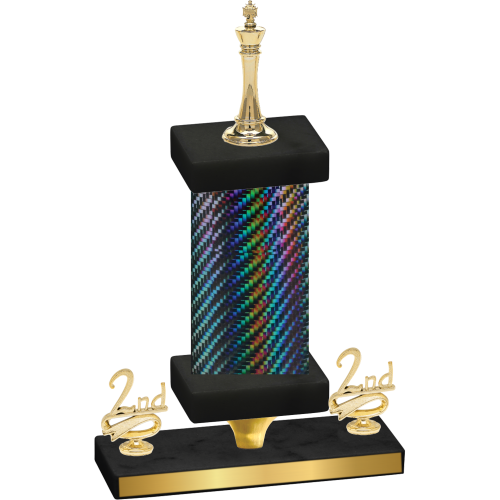 Premium Single Black Carbon Fiber Second Place Chess Trophy