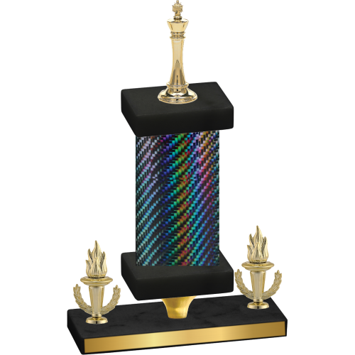 Premium Single Black Carbon Fiber Victory Chess Trophy
