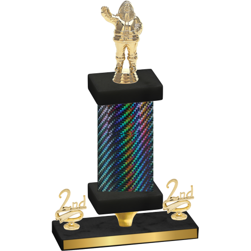 Premium Single Black Carbon Fiber Second Place Holiday Trophy