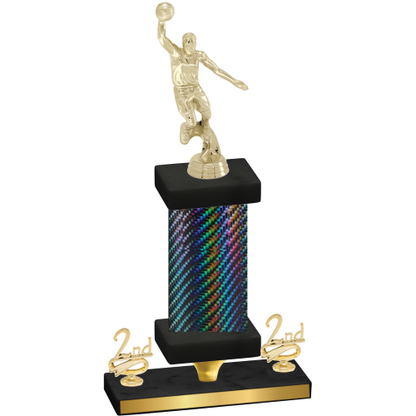 Premium Single Black Carbon Fiber Second Place Basketball Trophy