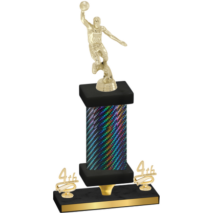 Premium Single Black Carbon Fiber Fourth Place Basketball Trophy