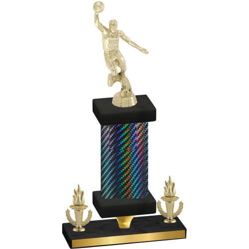 Premium Single Black Carbon Fiber Victory Basketball Trophy