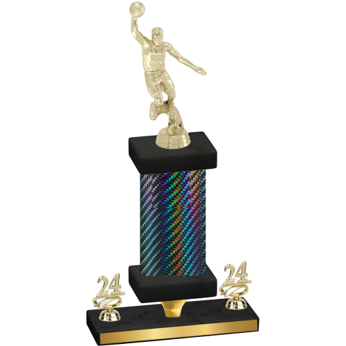 Premium Single Black Carbon Fiber Year Basketball Trophy