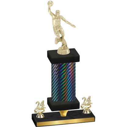 Premium Single Black Carbon Fiber Year Basketball Trophy