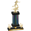 Premium Single Black Carbon Fiber Third Place Flag Football Trophy