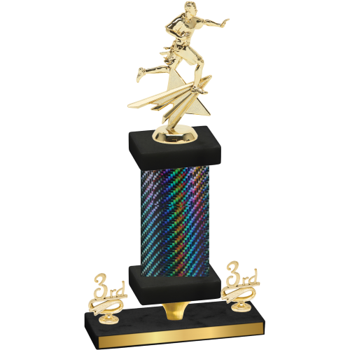 Premium Single Black Carbon Fiber Third Place Flag Football Trophy
