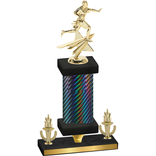 Premium Single Black Carbon Fiber Victory Flag Football Trophy