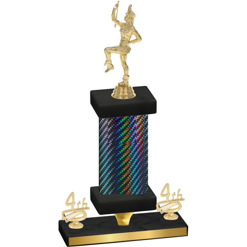 Premium Single Black Carbon Fiber Fourth Place Majorette Trophy