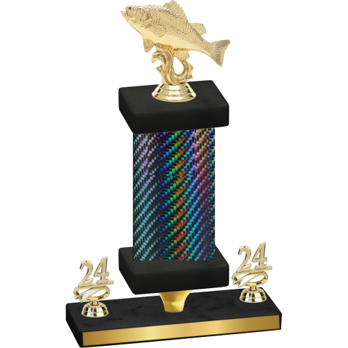 Premium Single Black Carbon Fiber Year Fishing Trophy