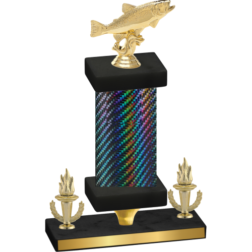 Premium Single Black Carbon Fiber Victory Fishing Trophy