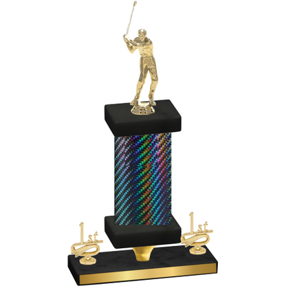 Premium Single Black Carbon Fiber First Place Golf Trophy