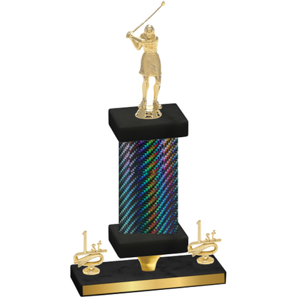 Premium Single Black Carbon Fiber First Place Golf Trophy