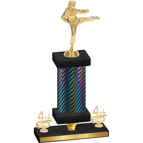 Premium Single Black Carbon Fiber Fourth Place Karate Trophy