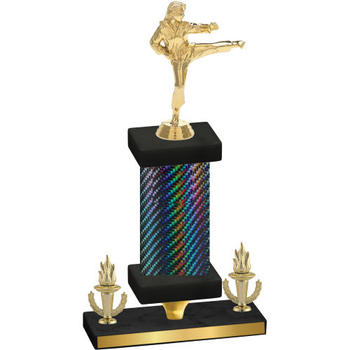 Premium Single Black Carbon Fiber Victory Karate Trophy