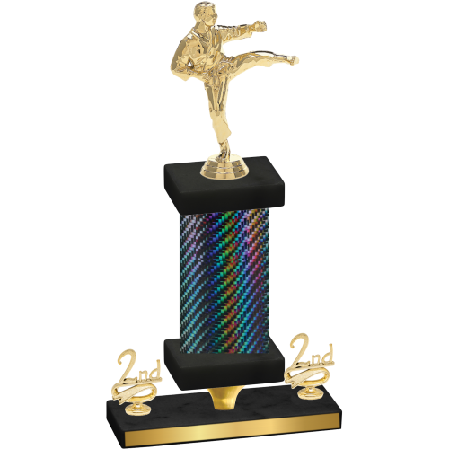 Premium Single Black Carbon Fiber Second Place Karate Trophy