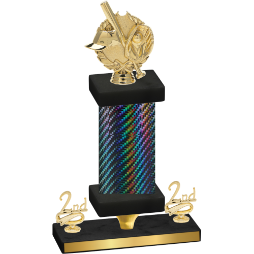 Premium Single Black Carbon Fiber Second Place Baseball Trophy