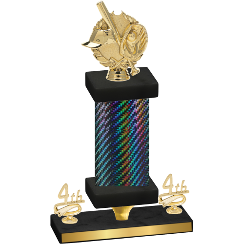Premium Single Black Carbon Fiber Fourth Place Baseball Trophy