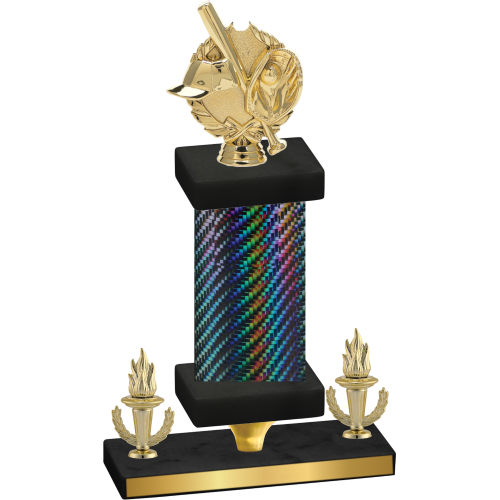 Premium Single Black Carbon Fiber Victory Baseball Trophy