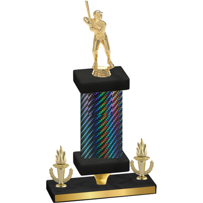 Premium Single Black Carbon Fiber Victory Baseball Trophy