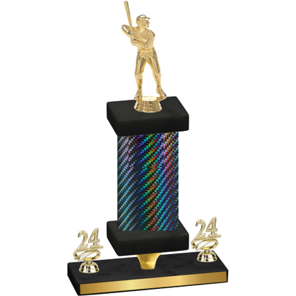 Premium Single Black Carbon Fiber Year Baseball Trophy
