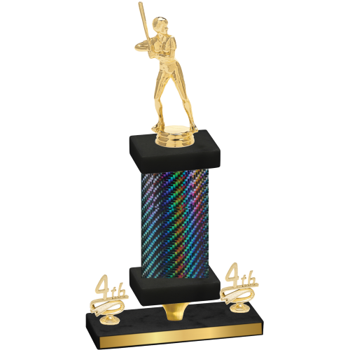 Premium Single Black Carbon Fiber Fourth Place Softball Trophy