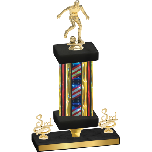 Premium Single Flag USA Third Place Soccer Trophy