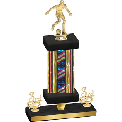 Premium Single Flag USA Third Place Soccer Trophy