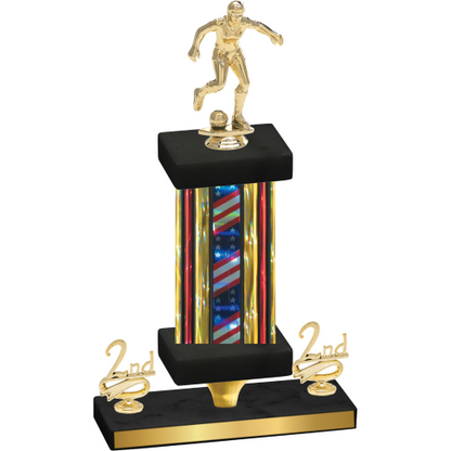Premium Single Flag USA Second Place Soccer Trophy