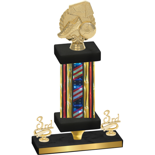 Premium Single Flag USA Third Place Soccer Trophy