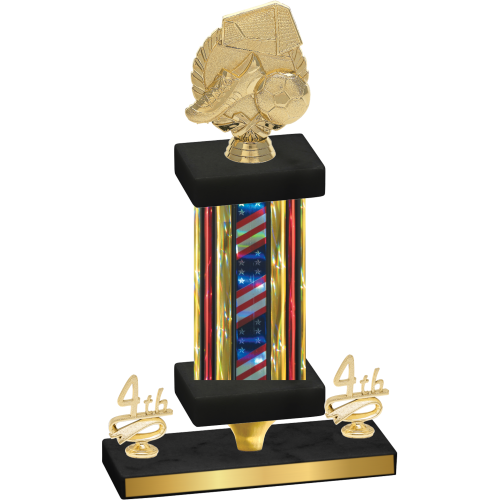 Premium Single Flag USA Fourth Place Soccer Trophy