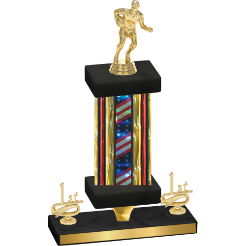 Premium Single Flag USA First Place Rugby Trophy
