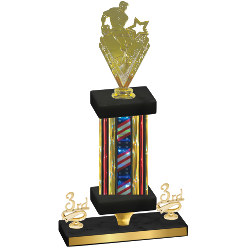 Premium Single Flag USA Third Place Rugby Trophy