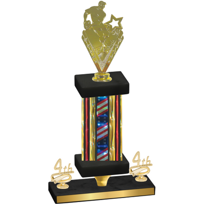 Premium Single Flag USA Fourth Place Rugby Trophy