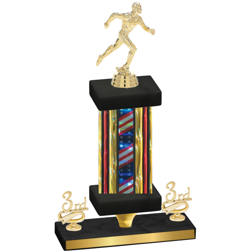 Premium Single Flag USA Third Place Running Trophy