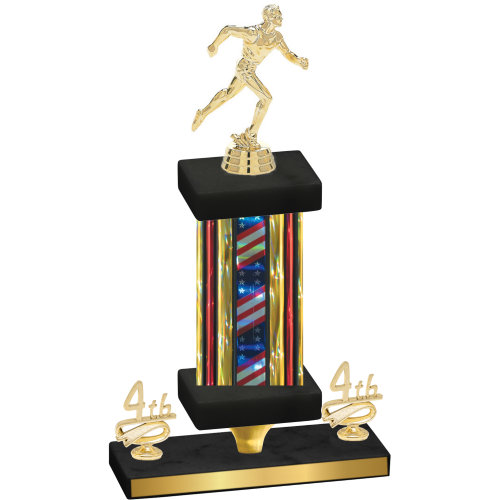 Premium Single Flag USA Fourth Place Running Trophy