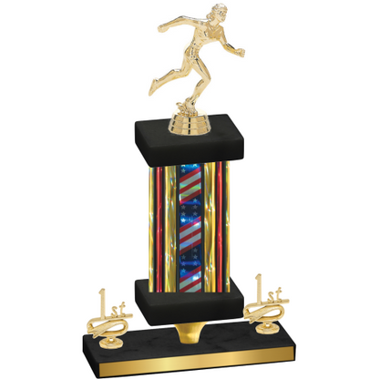 Premium Single Flag USA First Place Running Trophy