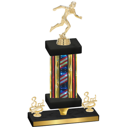 Premium Single Flag USA Third Place Running Trophy
