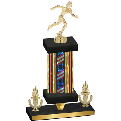 Premium Single Flag USA Victory Running Trophy