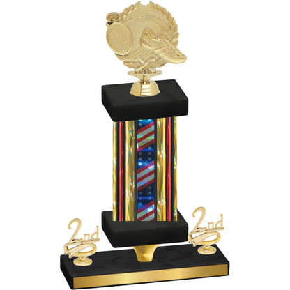 Premium Single Flag USA Second Place Running Trophy