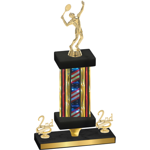Premium Single Flag USA Second Place Tennis Trophy