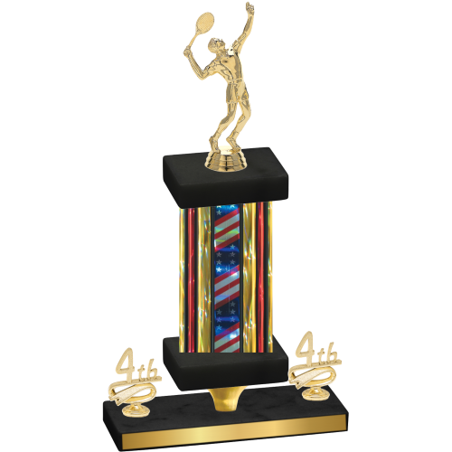 Premium Single Flag USA Fourth Place Tennis Trophy