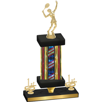 Premium Single Flag USA First Place Tennis Trophy