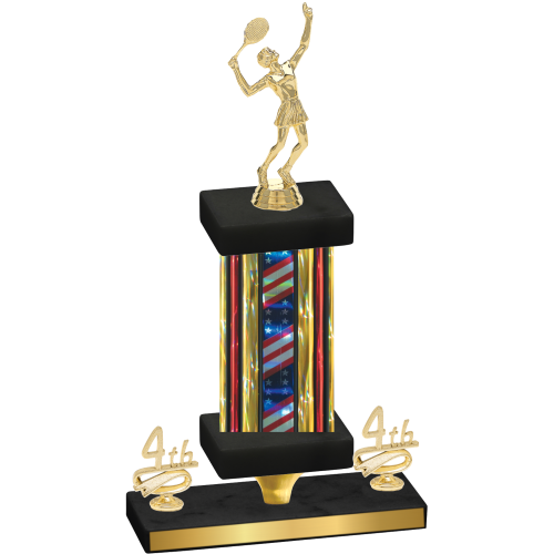 Premium Single Flag USA Fourth Place Tennis Trophy