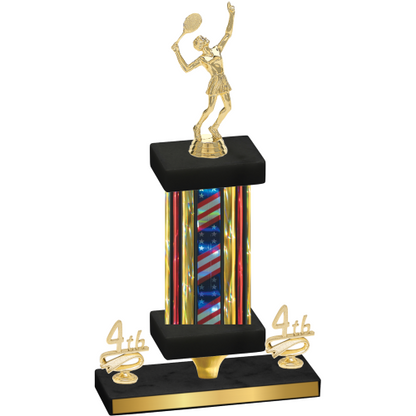 Premium Single Flag USA Fourth Place Tennis Trophy