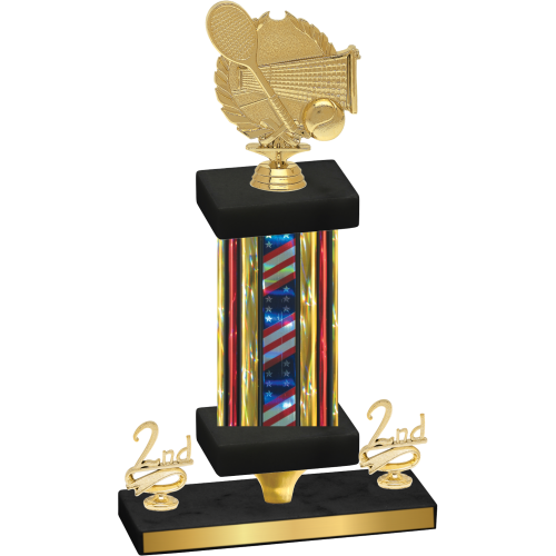 Premium Single Flag USA Second Place Tennis Trophy