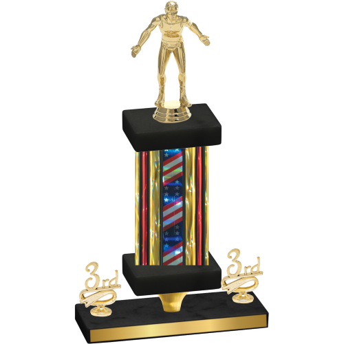 Premium Single Flag USA Third Place Wrestling Trophy