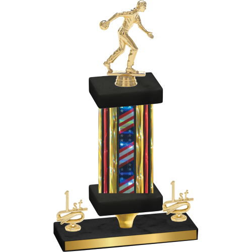 Premium Single Flag USA First Place Bowling Trophy