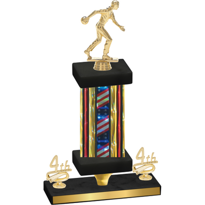 Premium Single Flag USA Fourth Place Bowling Trophy