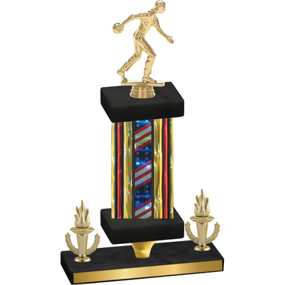 Premium Single Flag USA Victory Bowling Trophy